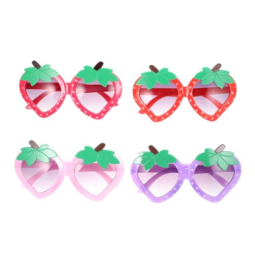 ROMISBABA 4 Paare Teiliges Sonnenbrillen Erdbeerform Lustige Sonnenbrille Süßes Design Uv Schutz Partybrille für Kleinkinder Jungen Mädchen von ROMISBABA