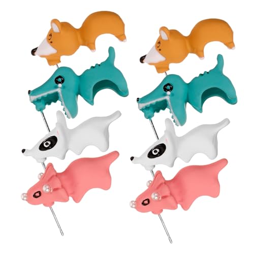 ROMISBABA 4 Paare Tier Ohrstecker Ohrringe Damen Polymer Clay Niedlich Tropfenform Leicht Allergiefrei Modeaccessoire Geschenk Weiß Gelb Hippo Dinosaurier von ROMISBABA