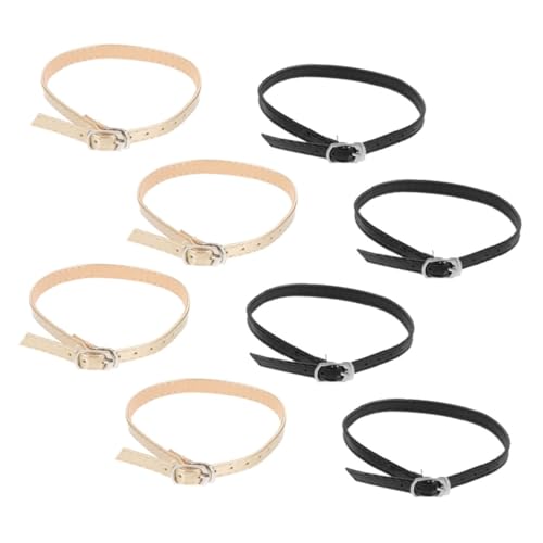 ROMISBABA 4 Paare Verstellbare High Heels Schuhriemen aus Kunstleder Rutschfeste Knöchelriemen für Damen Elastische Ersatzriemen in Schwarz und Gold für Lose Pumps und Sandalen von ROMISBABA