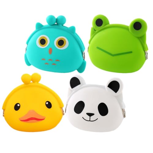 ROMISBABA 4 STÜCKE Cartoon Silikon Münzbörsen Kleine Aufbewahrungstaschen für Münzen Kopfhörer Süßigkeiten Kompakt und Praktisch Zufälliges Design von ROMISBABA