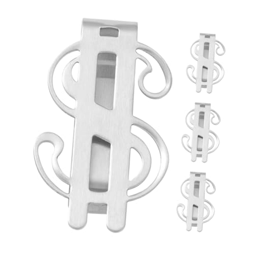 ROMISBABA 4 STÜCKE Geldklammer mit Dollarzeichen Schlanker Leichter Geldclip für Herren und Damen Vielseitig als Bargeld Karten und Lesezeichenhalter Robust und Tragbar für Büro und Outdoor von ROMISBABA