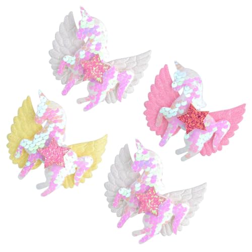 ROMISBABA 4 STÜCKE Teiliges Einhorn Haarschmuck für Mädchen mit Glitzer Stern und Flügel Design Sicherer Halt Vielseitig Einsetzbar für Frisuren und Besondere Anlässe von ROMISBABA