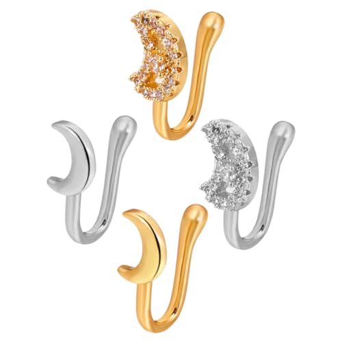 ROMISBABA 4 Stck Teiliges Non Piercing Nasenring Mondform Modische Nasenklammern für Frauen Schmerzfrei Komfortabel Leicht Anpassbar Langlebiges Legierungsmaterial Stilvolles von ROMISBABA