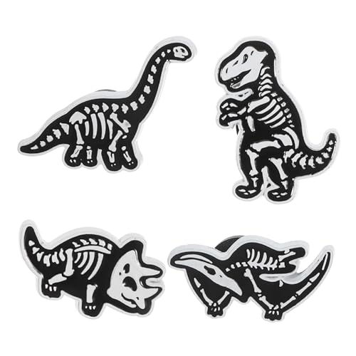 ROMISBABA 4stücke Dinosaurier- Broschen Legierung Chic Dinosaurier Schädel Anstecknadeln Für Jacken Schals Und Kleidung Corsage Für Damen von ROMISBABA
