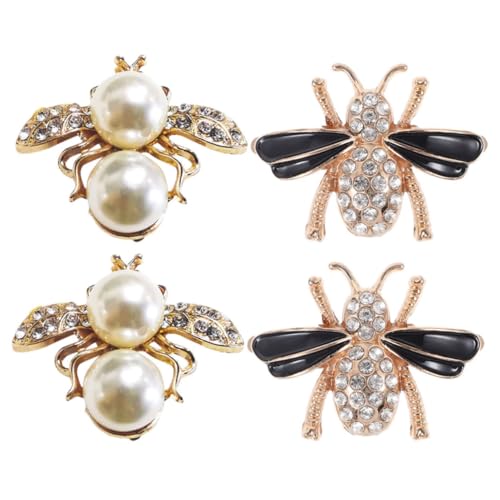 ROMISBABA 4 Stück Bienen Schuh Clips Metall Schuhverzierungen mit Strass und Perlen für Damen Süße Schuhbuckle für Sneakers Party und Alltag DIY Schuhzubehör von ROMISBABA