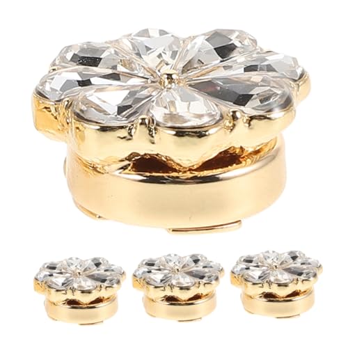ROMISBABA 4 Stück Elegante Manschettenknöpfe Damen Blumen Design mit Strass Robuste Legierung Modische Schmuck accessoires für Hemden und Kleider für Business und Festliche Anlässe von ROMISBABA