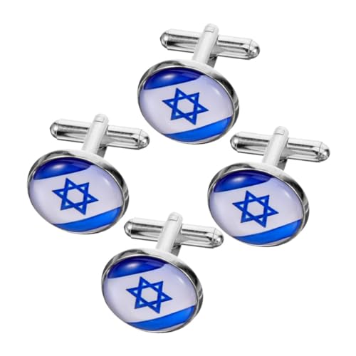 ROMISBABA 4 Stück Israelische Flagge Manschettenknöpfe für Herren Stilvolle Hemdknöpfe für Anzüge und Tuxedos als Ersatzknöpfe für Hemden und Freizeitkleidung ROMISBABA 4 Stück Israelische Flagge Manschettenknöpfe für Herren Stilvolle Hemdknöpfe für Anzüge und Tuxedos als Ersatzknöpfe für Hemden und Freizeitkleidung von ROMISBABA