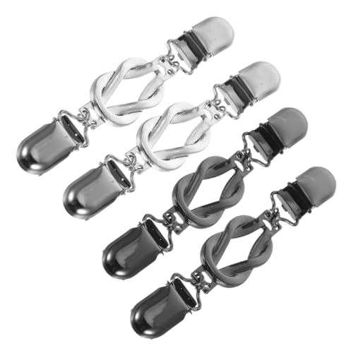 ROMISBABA 4 Stück Retro Cardigan Clips für Damen Vintage Strickjacke Clips Schwarz und Antik Silber Praktische Broschen für Schal Pullover und Kleidung Stilvolles Design für von ROMISBABA