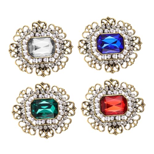 ROMISBABA 4 Stück Retro Corsage Legierung Literaturbroschen Hochzeitsornamente Retro-Schmuck für Frauen Anstecknadeln und Broschen für Damen Dekorative Brosche Kostümschmuck künstliche Perle von ROMISBABA