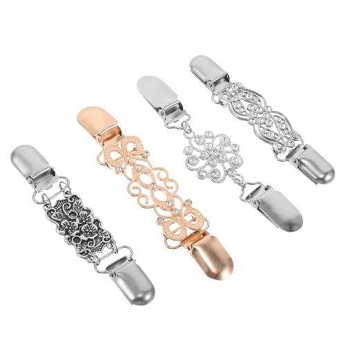 ROMISBABA 4 Stück Shawl Clips mit Funkelnden Strasssteinen Langlebige Legierung Rutschfest Vielseitig für Strickjacken Schals Tücher Europäischer Vintage Stil Broschennadeln Kleidung von ROMISBABA