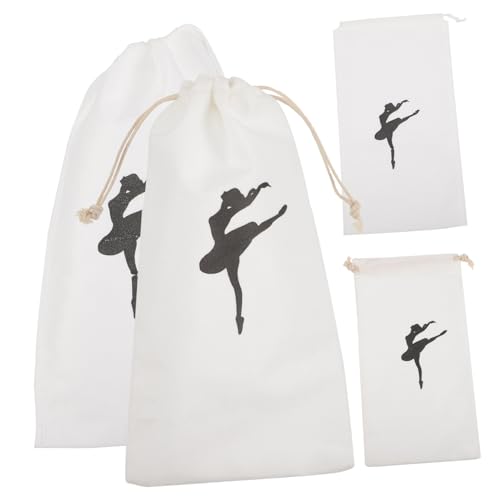 ROMISBABA 4 Stück Teiliges Ballettschuh Aufbewahrungstaschen aus Atmungsaktivem Canvas mit Kordelzug Praktische Tanzschuhtaschen für Mädchen Leicht Tragbar und Geruchsfrei für Tanzschuhe von ROMISBABA