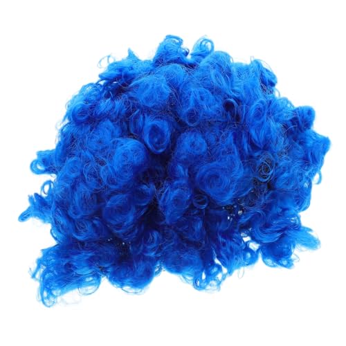 ROMISBABA 4 Stück Teiliges Blaues Afro Perücken Jahre Disco Kostümperücke Leichte Atmungsaktive Synthetische Fasern Karneval Halloween Clown Perücke für Party Cosplay von ROMISBABA