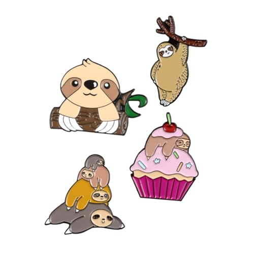 ROMISBABA 4 Stück Teiliges Cartoon Faultier Broschen aus Legiertem mit Zartem Tropfen emaille design Modische Anstecknadeln zur Kleidung Dekoration Langlebig und Stilvoll für Damen und von ROMISBABA