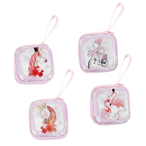 ROMISBABA 4 Stück Teiliges Einhorn Münzbeutel für Mädchen Cartoon Portemonnaie aus Langlebigem Material Kompakte Aufbewahrungstasche für Kleingeld Lippenstift und Kleine Utensilien von ROMISBABA