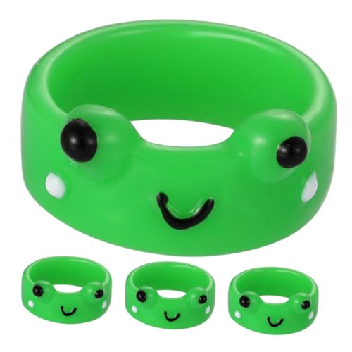 ROMISBABA 4 Stück Teiliges Frosch Finger Ringe aus Resin Niedlicher Cartoon Tier Schmuck für Langlebig Farbenfroh als und Modisches Accessoire von ROMISBABA