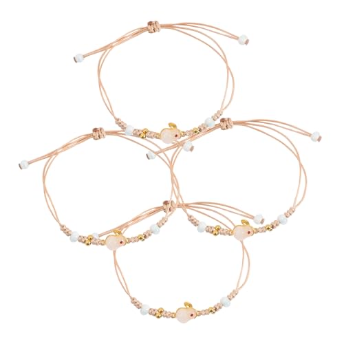 ROMISBABA 4 Stück Teiliges Geflochtenes Armband mit Hasen-anhänger Handgefertigtes Bunny Wrist Rope Modisches Damenarmband für Alltag Party und Geschenkideen von ROMISBABA