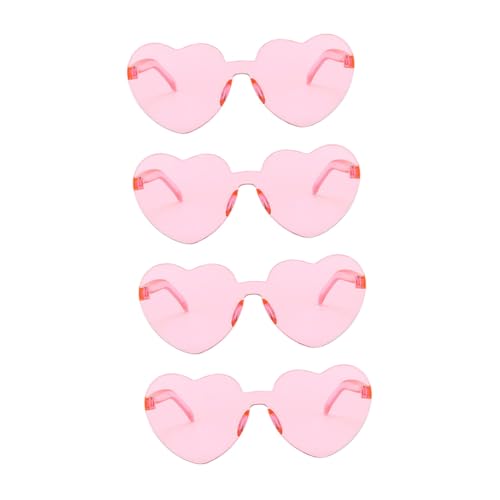 ROMISBABA 4 Stück Teiliges Herzförmiger Rahmenloser Sonnenbrillen in Transparentem Jelly Modische Sommerbrille mit Uv Schutz für Strand Reisen Shopping und Junggesellinnenabschiede von ROMISBABA