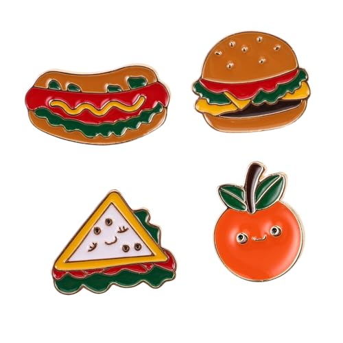 ROMISBABA 4stücke Lebensmittel-brosche Aus Legierung Cartoon-food Hamburger Hot-dog Und Sandwich-ansteckern Für Taschen Kleidung Hüte Langlebig Und Niedlich Für Alltag Und Partys von ROMISBABA