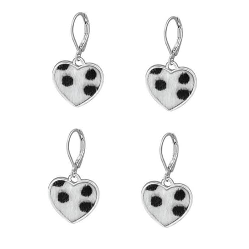 ROMISBABA 4 Stück Teiliges Mädchen Ohrringe Herzform Hängend Cow Leopard Print Modisch Mädchen Accessoires Alltag Party von ROMISBABA