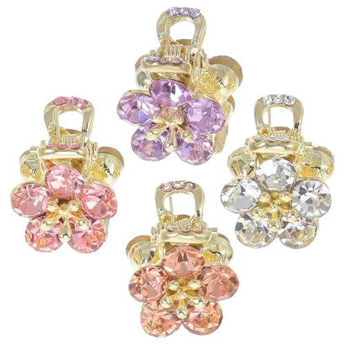 ROMISBABA 4 Stück Teiliges Mini Haarklammern mit Funkelnden Strassblumen Rutschfeste Leichte Haarspangen für Damen Haarschmuck Accessoires für Hochzeit Party und Alltag von ROMISBABA