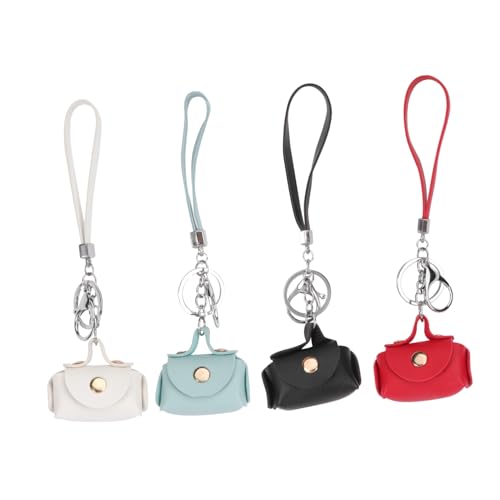 ROMISBABA 4 Stück Teiliges Mini PU Geldbörsen Damen Leichte Tragbare Münzbörsen mit Handgelenkschlaufe Praktische Kleine Portemonnaies für Alltag Schule Shopping Rot Weiß Blau Schwarz von ROMISBABA