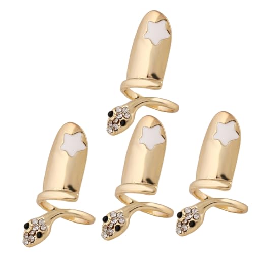 ROMISBABA 4 Stück Teiliges Schlangen Fingerringe Nagelringe aus Legierung Verstellbar Offene Damen Nagelspitzen Schmuck für Alltag und Festliche Anlässe in Gold ROMISBABA 4 Stück Teiliges Schlangen Fingerringe Nagelringe aus Legierung Verstellbar Offene Damen Nagelspitzen Schmuck für Alltag und Festliche Anlässe in Gold von ROMISBABA