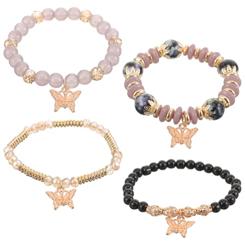 ROMISBABA 4 Stück Teiliges Schmetterlings Armband Set für Damen Beaded Handgelenk Schmuck Einzigartige Charms für Besondere Anlässe und Täglichen Gebrauch Perfektes für Familie und Freunde von ROMISBABA