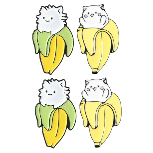 ROMISBABA 4 Stück Teiliges Set Niedliche Tier Broschen Katzen Igel Cartoon Anstecknadeln Legierter Emaille Dekorative Wasserdichte und Rostfreie Mode Brosche für Kleidung und Accessoires von ROMISBABA