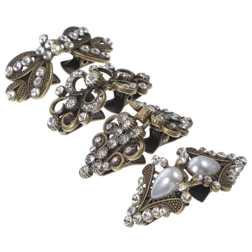ROMISBABA 4 Stück Teiliges Vintage Cardigan Clips Strass Umhang und Kragenhalter für Damen Vielseitige Broschen für Pullover Kleider Schals und Hemden Retro Design von ROMISBABA