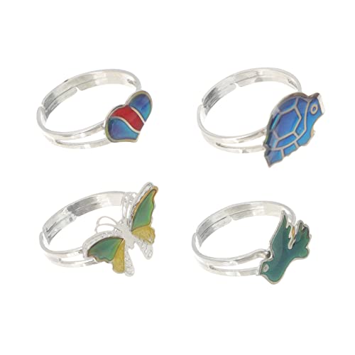 ROMISBABA 4 Stück Thermochromische Tierfinger Ringe für Farbwechsel Schmuck Einstellbare Ringe Lustige Accessoires für Mädchen Kreatives Design für Feierlichkeiten und Zufällige Farbe von ROMISBABA