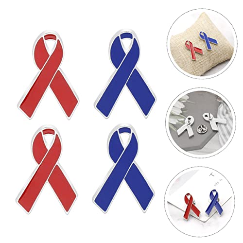 ROMISBABA 4 Stück World Aids Day Brosche Rot Schleife Anstecknadel Teiliges Rostfreiem Legierungsmetall Symbolische Schmuckbrosche für Aids Bewusstsein Geeignet für Damen und Besondere von ROMISBABA