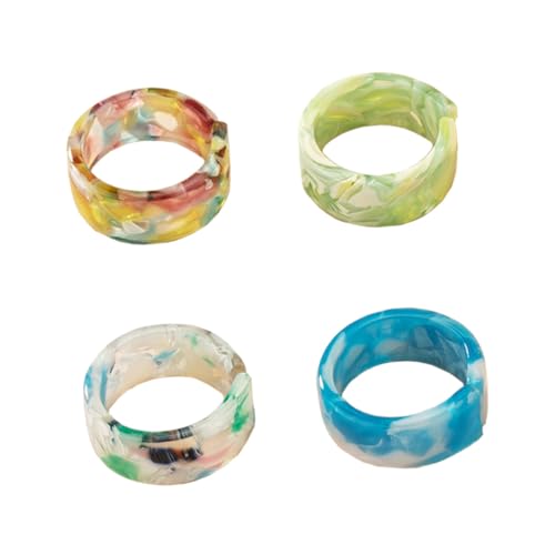 ROMISBABA 4 Stücke Einfache Mode Finger Ring Harz Ring Dekoration Unisex Schmuck von ROMISBABA