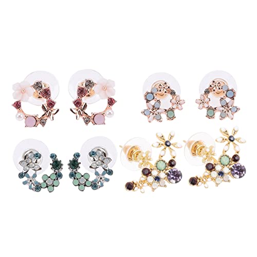 ROMISBABA 4Paare Ohrstecker Damen Ohrringe mit Rhinestone Stilvolle Blumenmuster Ohrstecker Schmuck Perfektes für Frauen ROMISBABA 4Paare Ohrstecker Damen Ohrringe mit Rhinestone Stilvolle Blumenmuster Ohrstecker Schmuck Perfektes für Frauen von ROMISBABA