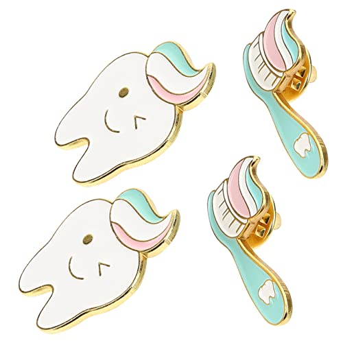 ROMISBABA 4stücke Teiliges Kreativer Emaille Pins Mit Zahnbürsten-design Für Rucksäcke Und Kleidung Lustige Broschen Für Halloween Geburtstage Und Besondere Anlässe von ROMISBABA