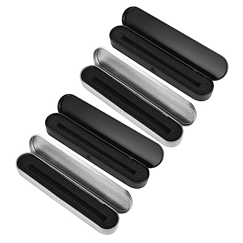 ROMISBABA 4stücke Metall Federmäppchen Rechteckige Stifteboxen Tragbare Aufbewahrungslösung Für Schreibwaren Für Studenten Und Bürobedarf Schwarz Und Silber von ROMISBABA