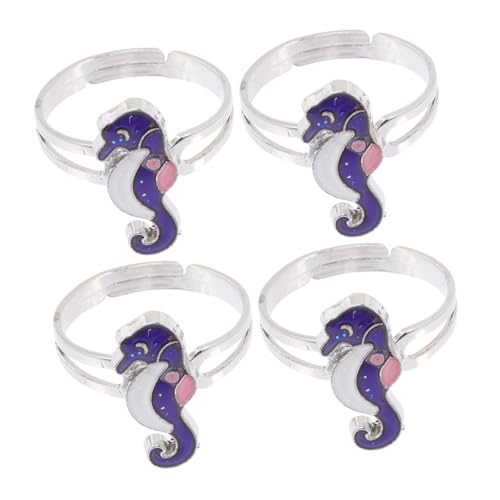 ROMISBABA 4Stücke Teiliges Niedliche Seepferdchenringe für Frauen Modestapel Fingerringe Offene Ringe im Ozeantier Design Perfekter Schmuck von ROMISBABA