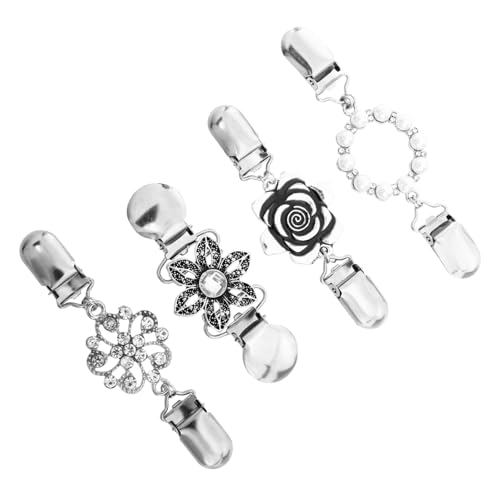 ROMISBABA 4Stücke Teiliges Retro Blumenmuster Schal Clip für Damen Cardigan Clip Hemdkragen Clip Broschen für Kleidung Elegantes Accessoire zur Dekoration von Outfits von ROMISBABA