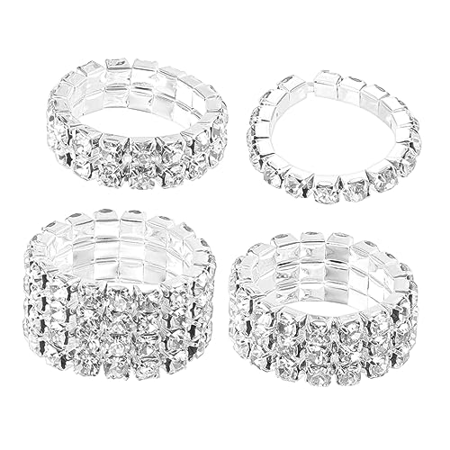 ROMISBABA 4stücke Teiliges Set Mit Funkelnden Rhinestone-ringen Für Damen Stapelbare Eheringe Für Hochzeit Und Besondere Anlässe Leicht Und Komfortabel Zu Tragen von ROMISBABA
