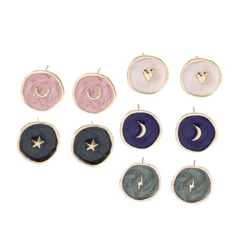 ROMISBABA 5 Paare Kleine Ohrstecker Herz Mond Stern Ohrringe Damen Mädchen Modeschmuck Bunte Farben Langlebig Vielseitig für Party Hochzeit Alltag von ROMISBABA