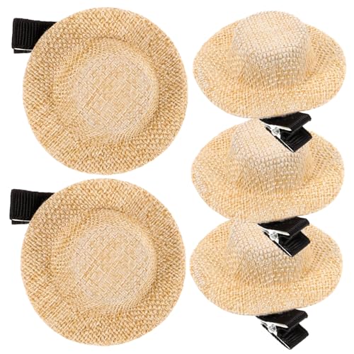 ROMISBABA 5 Stck Teiliges Mini Strohhut Haarspangen für Mädchen Kreative Haaraccessoires Sichere und Bequeme Haarklammern Geeignet für Geburtstagsfeiern Weihnachten und Alltag Niedliche von ROMISBABA