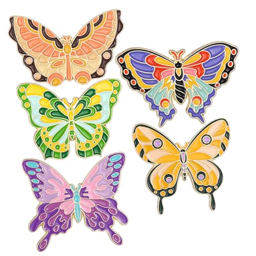 ROMISBABA 5 Stück Schmetterlings broschen Damen Schmuck aus Legiertem Material mit Glatter Oberfläche Vielseitige Anstecknadeln für Kleidung und Hüte Geeignet für Halloween Weihnachten von ROMISBABA