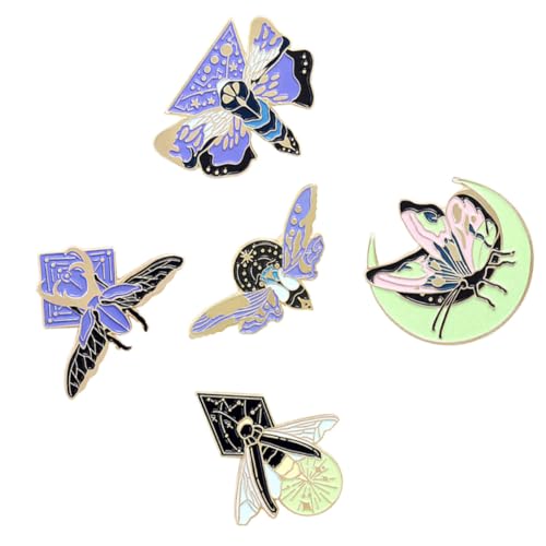 ROMISBABA 5 Stück Teiliges Cartoon Broschen aus Legierung Leuchtende Nachtlicht Anstecknadeln Dekorative Kleidungsschmuck Accessoires Vielseitig für Jacken Pullover Hüte Damen und Herren von ROMISBABA