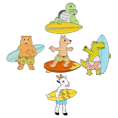 ROMISBABA 5 Stück Teiliges Cartoon Tier Broschen Anstecker aus Emaille Bunte Dekorative Pins für Kleidung Rucksäcke Taschen und Hüte Kompakt und Vielseitig für Damen als Geschenk und DIY von ROMISBABA