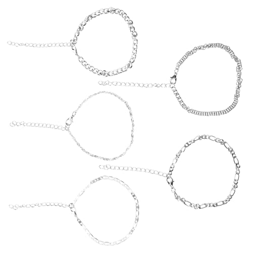 ROMISBABA 5 Stück Teiliges Damen Fußkettchen Metall Verstellbar Modisch Boho Stil Strand Schmuck für Party Sommerliche Fußkette Elegant Langlebig von ROMISBABA