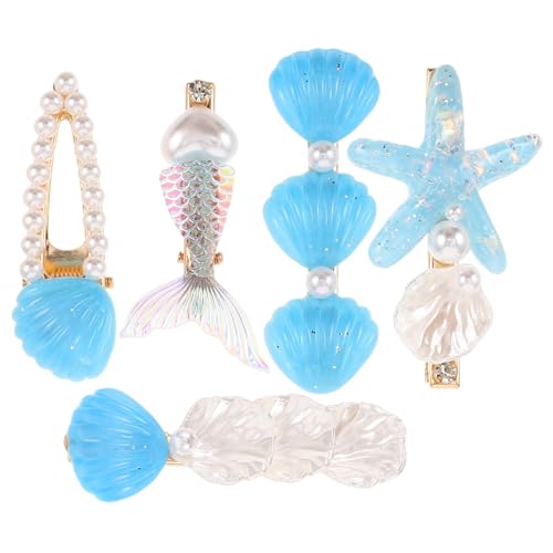 ROMISBABA 5 Stück Teiliges Haarschmuck Muschel Seesternmotiven Leichte Entenbiss-haarspangen für Damen Fester Halt Sommerliches Strand-accessoire für Alltag und Partys von ROMISBABA