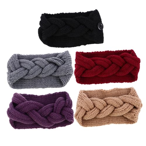 ROMISBABA 5 Stück Teiliges Ohrwärmer Stirnband für Damen mit Strickmuster Warm Stylisch für Sport Kalte Farben Zufällig Zufällige Farbe von ROMISBABA