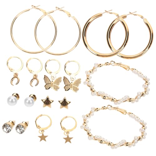 ROMISBABA 6 Paare Creolen Ohrringe für Frauen Leichte Langlebige Legierung Runde Dangler Ohrhänger Vintage Perlen Design Geeignet für Alltag Partys Festlichkeiten Geschenkidee von ROMISBABA