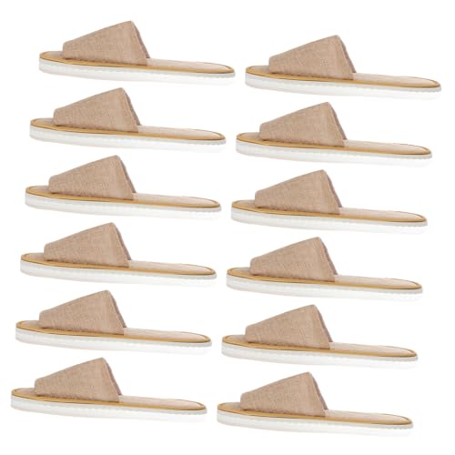 ROMISBABA 6 Paare Einweg Hausschuhe aus Leinen Rutschfeste Atmungsaktive Reise und Hotelslipper Leicht Angenehm für Zuhause Spa Sauna Pool Vielseitig Einsetzbar von ROMISBABA