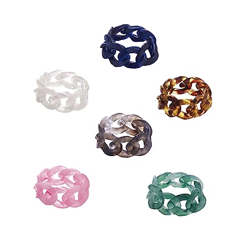 ROMISBABA 6 Stück Kreative Harz-bastelringe, Handschmuck, Einzigartige Ketten-modellierringe ROMISBABA 6 Stück Kreative Harz-bastelringe, Handschmuck, Einzigartige Ketten-modellierringe von ROMISBABA