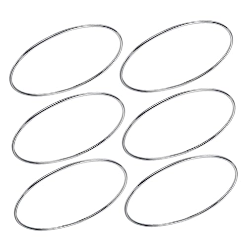 ROMISBABA 6 Stück Silberne Armreifen Damen Minimalistisch Dünn Glatt Retro Stil Schmuck für Geburtstag Valentinstag Muttertag von ROMISBABA